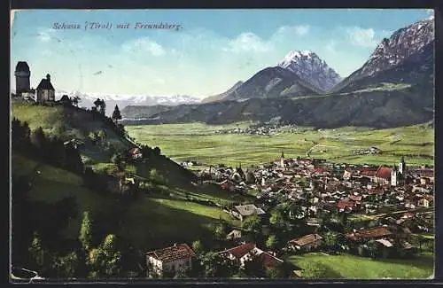 AK Schwaz, Totalansicht mit dem Freundsberg