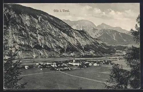 AK Silz i. Tirol, Teilansicht mit Bergen