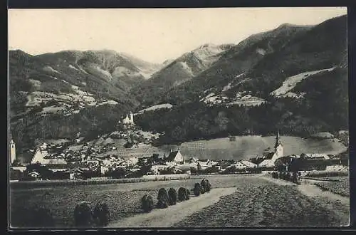 AK Schwaz in Tirol, Teilansicht mit Bergen