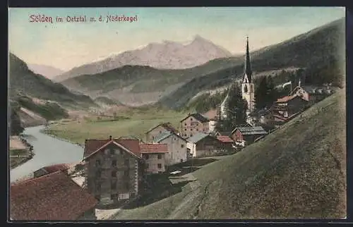 AK Sölden / Oetztal, Totalansicht mit Nöderkogl