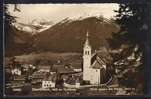 AK Obertilliach /Osttirol, Kirche mit Blick gegen die Porze