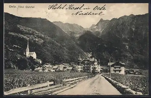 AK Oetz /Oetztal, Ortspartie mit Strasse