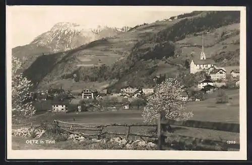 AK Oetz in Tirol, Teilansicht mit Kirche