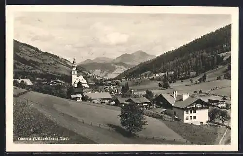 AK Oberau, Totale vom Berg aus gesehen