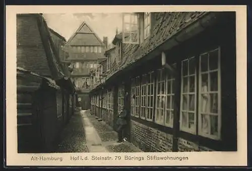 AK Alt-Hamburg, Büring`s Stiftswohnung, Steinstrasse 79, Hof