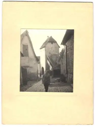 8 Fotografien unbekannter Fotograf, Ansicht Sulzfeld am Main, Kitzinger Str., Gassen, Gänze, Bauer mit Heuwagen