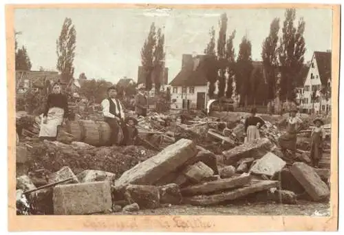 9 Fotografien Ansicht Balingen, Hochwasser Katastrophe 1895, Obere Mühle, Wehr, Scheune v. Bierbrauer Lang