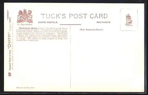 Künstler-AK Raphael Tuck & Sons Nr. 7857: London, Westminster Abbey