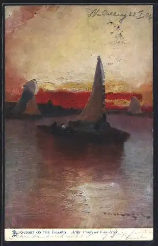 Künstler-AK Raphael Tuck & Sons Nr. 2574: Sunset on the Thames