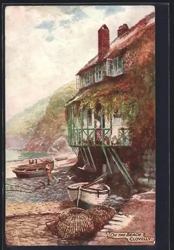 Künstler-AK Raphael Tuck & Sons Nr. 7233: Clovelly, On the Beach