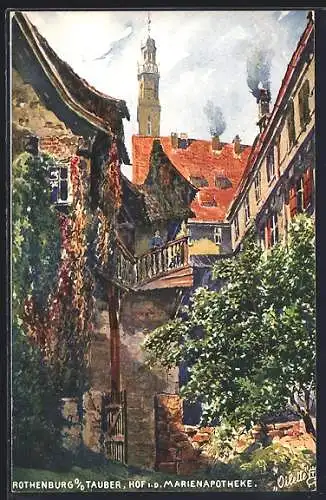 Künstler-AK Raphael Tuck & Sons Nr.658 B: Rothenburg, Hof in der Marienapotheke