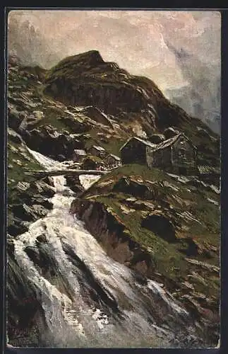 Künstler-AK Raphael Tuck & Sons Nr. 7079: Buarbrae, Berglandschaft mit Wasserfall