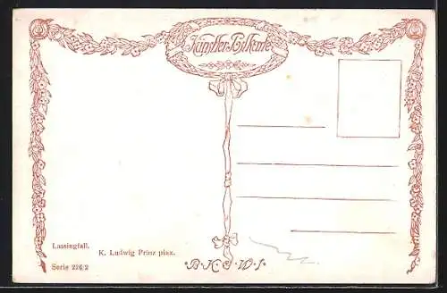 Künstler-AK Karl Ludwig Prinz: Lassingfall, Blick auf den Wasserfall