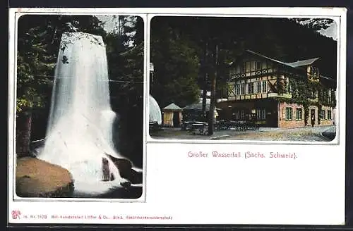 AK Kirnitzschtal, Grosser Wasserfall, Gaststätte zum grossen Wasserfall