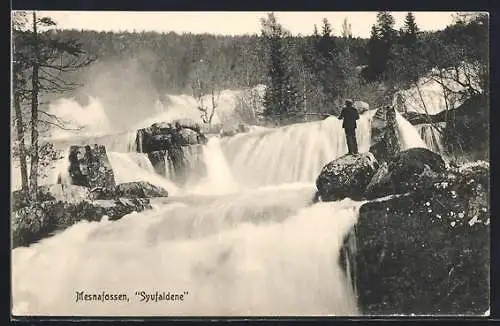 AK Mesnafossen, Blick auf den Wasserfall