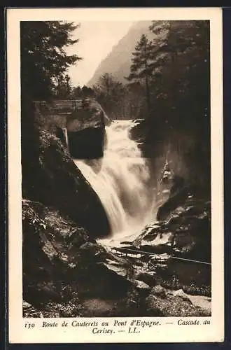 AK Route de Cauterets au Pont d`Espagne, Cascade du Cerisey, Wasserfall