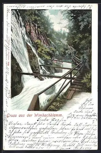 AK Wimbachklamm, Blick zum Wasserfall