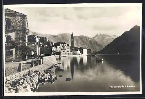 AK Perast-Stoliv, Ortspartie mit Kirche