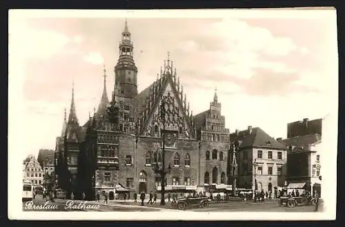 AK Breslau, Strassenleben am Rathaus