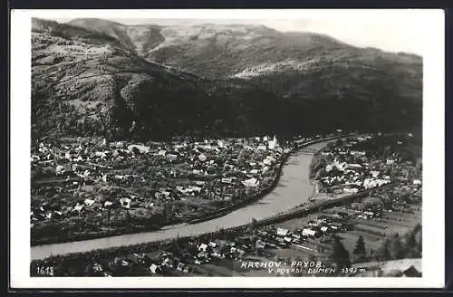 AK Rachov, Ortsansicht aus der Vogelschau