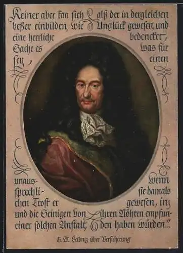 AK Deutsche Männer - deutsche Worte, G. W. Leibniz über Versicherung