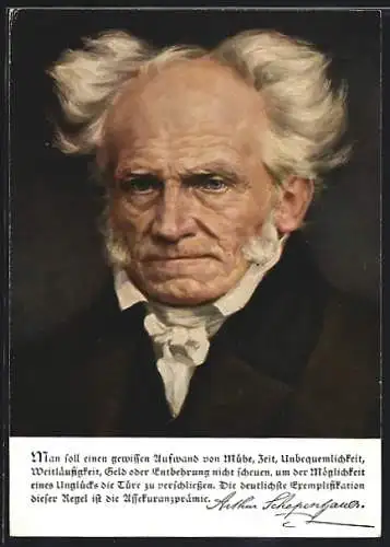 Künstler-AK Arthur Schopenhauer, Man soll einen gewissen Aufwand...