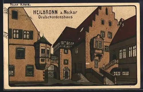 Steindruck-AK Heilbronn a. Neckar, Blick auf das Deutschordenshaus