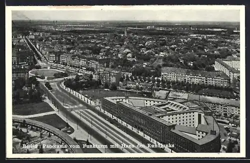 AK Berlin-Charlottenburg, Panorama vom Funkturm mit Haus des Rundfunks