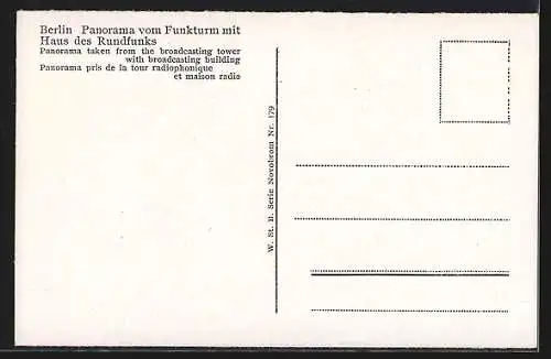 AK Berlin-Charlottenburg, Panorama vom Funkturm mit Haus des Rundfunks