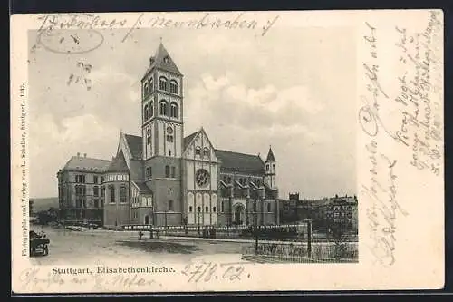 AK Stuttgart, Blick auf Elisabethenkirche