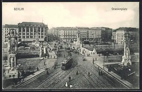 AK Berlin-Kreuzberg, Oranienplatz mit Strassenbahn