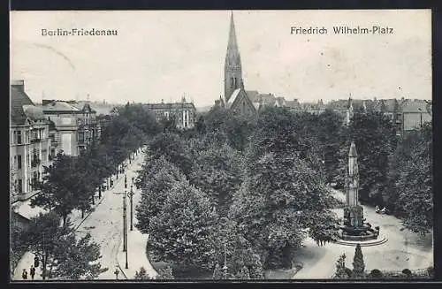 AK Berlin-Friedenau, Friedrich Wilhelm-Platz mit Denkmal