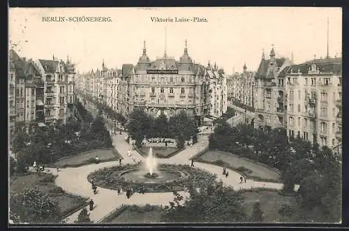 AK Berlin-Schöneberg, Viktoria-Luise-Platz mit Fontäne