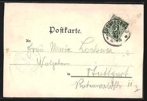 Lithographie Ludwigsburg / Württ., Königliches Schloss nördliche Front, Schloss Favorite, Monrepos
