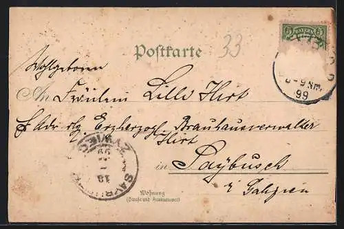 Lithographie Bamberg, Seminar, Rathaus, Altenburg und Michaelsburg