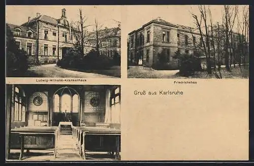 AK Karlsruhe, Friedrichsbau, Ludwig-Wilhelm-Krankenhaus