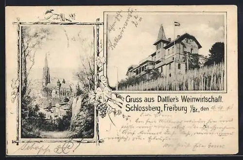 AK Freiburg i. Br., Restaurant Dattler, Bes. Georg Dattler, Schlossberg