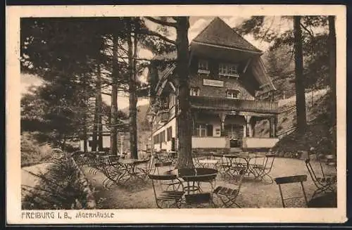 AK Freiburg i. B., Gasthaus Jägerhäusle mit Garten