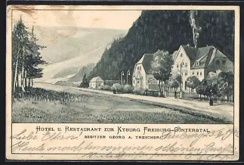 AK Freiburg-Günterstal, Hotel und Restaurant zur Kyburg, Bes. Georg A Trescher