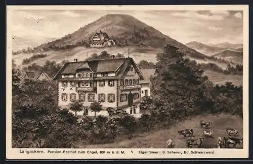 AK Langackern, Pension-Gasthaus zum Engel