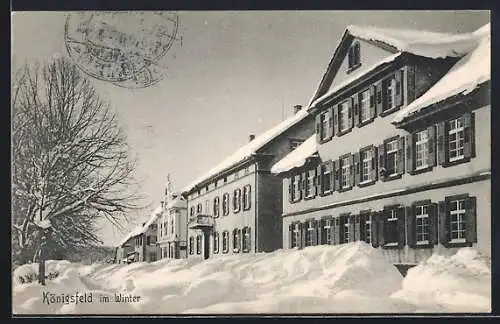 AK Königsfeld / bad. Schwarzwald, Gebäudeansicht im Winter