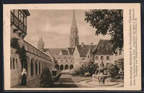 AK Freiburg / Breisgau, Kaffeehaus-Hotel zum Kopf / ehem. Klosterhof, Ansicht mit Nonnen