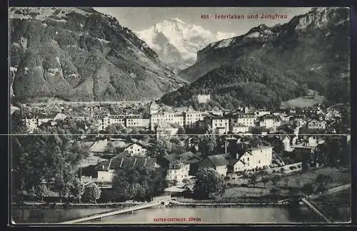 AK Interlaken, Panorama mit Jungfrau