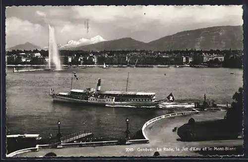 AK Geneve, La Rade, le Jet d`Eau et le Mont-Blanc