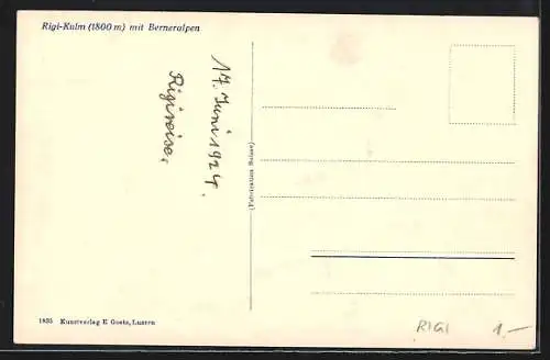 AK Rigi-Kulm, Panorama mit Berneralpen