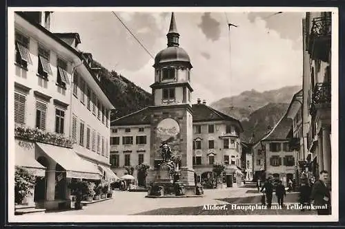 AK Altdorf, Hauptplatz mit Telldenkmal