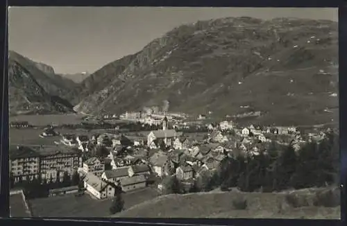 AK Andermatt, Ortsansicht mit Urnerloch und Oberalp