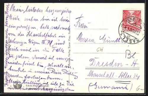 AK Basel, Wettsteinbrücke und Münster