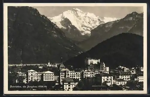 AK Interlaken, Teilansicht mit Blick zur Jungfrau