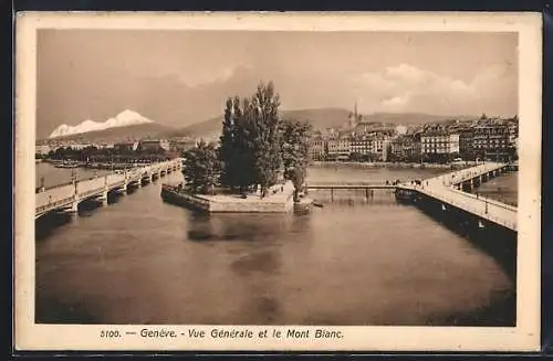 AK Genève, Vue Generale et le Mont Blanc